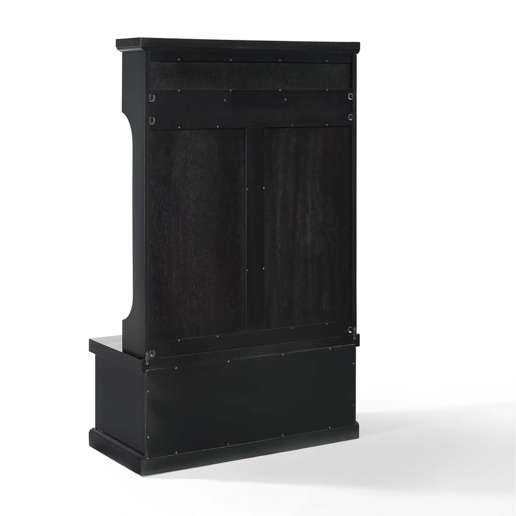 Distressed Black Wood Hall Tree V401477