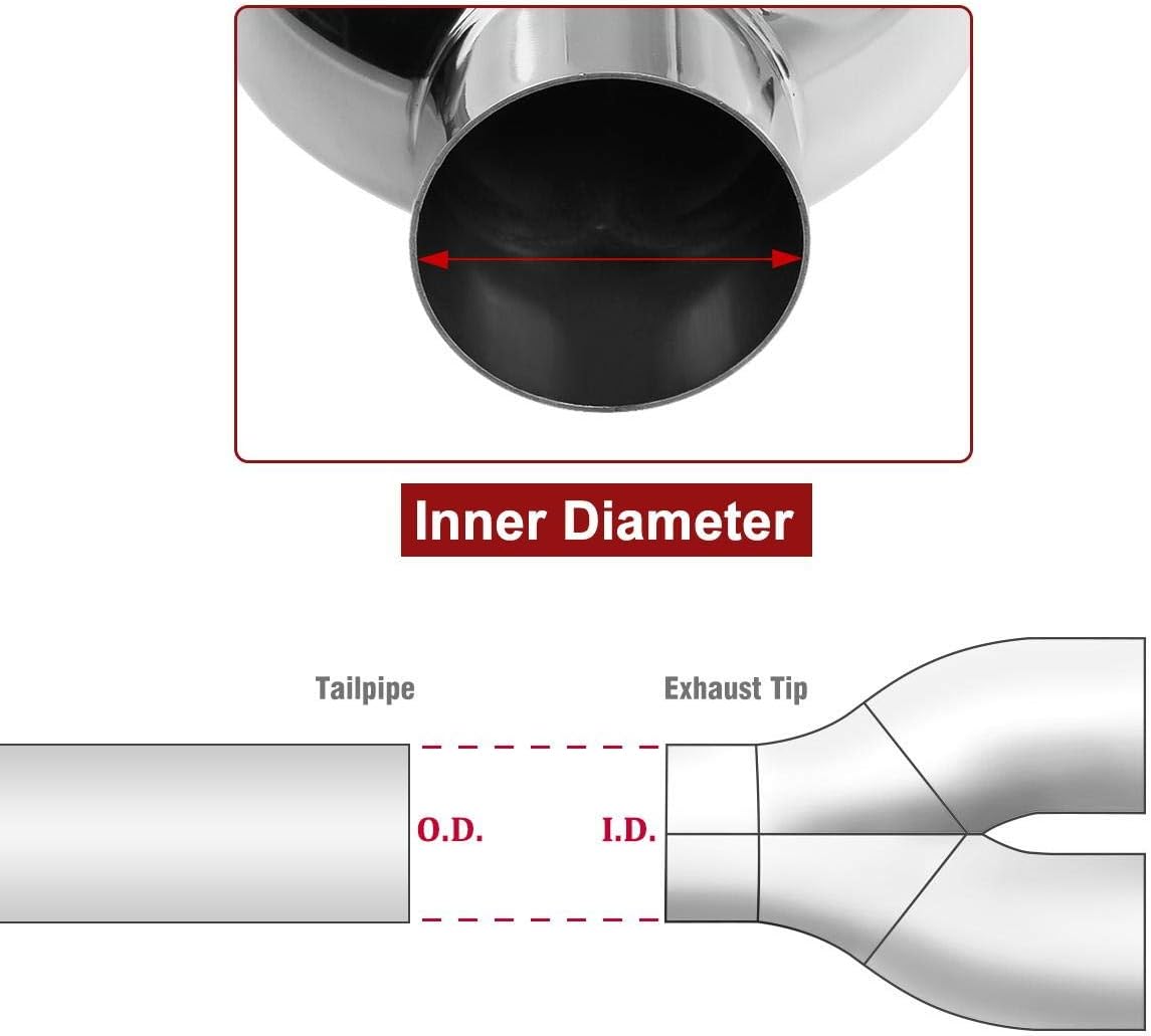 2.5 Inch Inlet 3.5 Inch Outlet Dual Exhaust Tips Stainless Steel Polished Blue Pack of 2 V8744