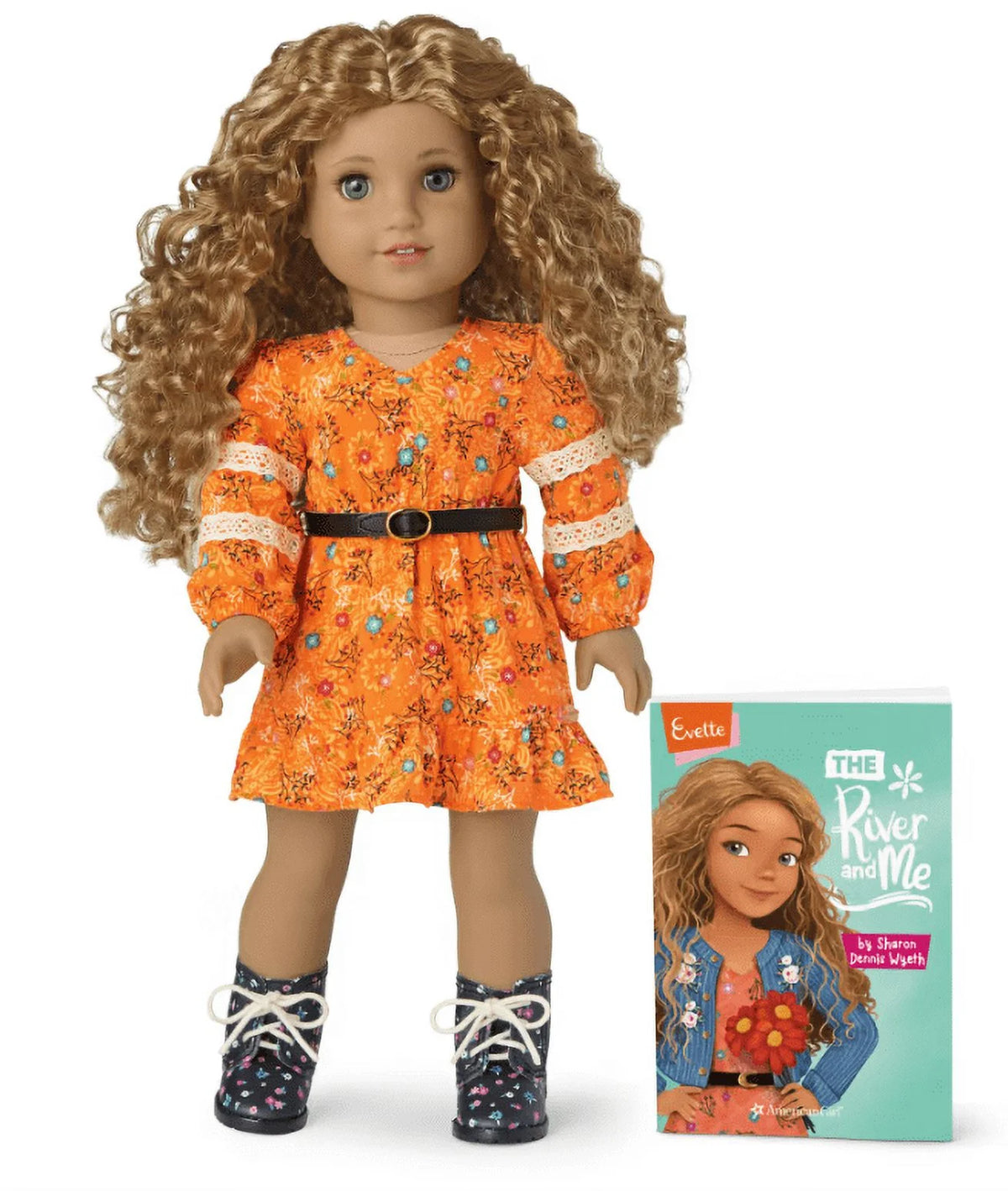 18 inch Doll with Gray Eyes Freckles Curly Caramel Colored Hair U89871