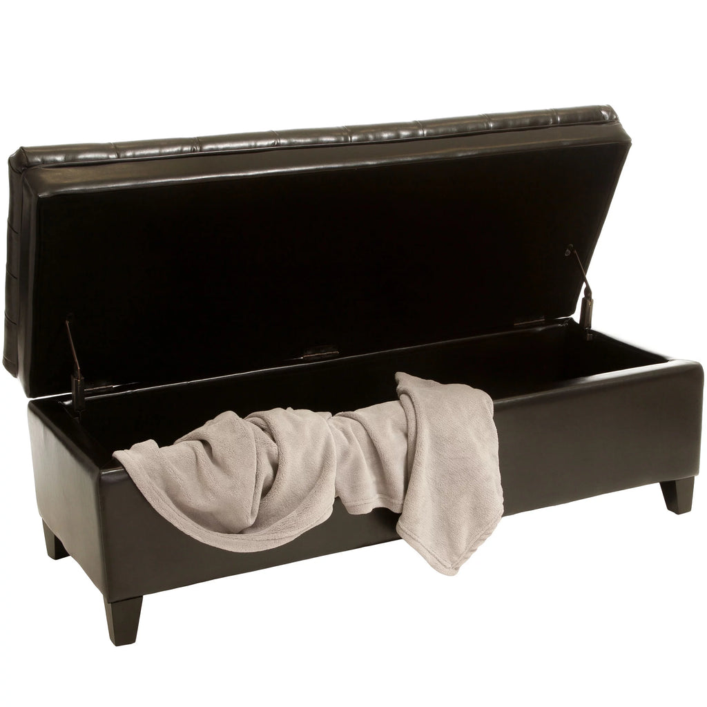 Espresso Bonded Leather Storage Ottoman E286442