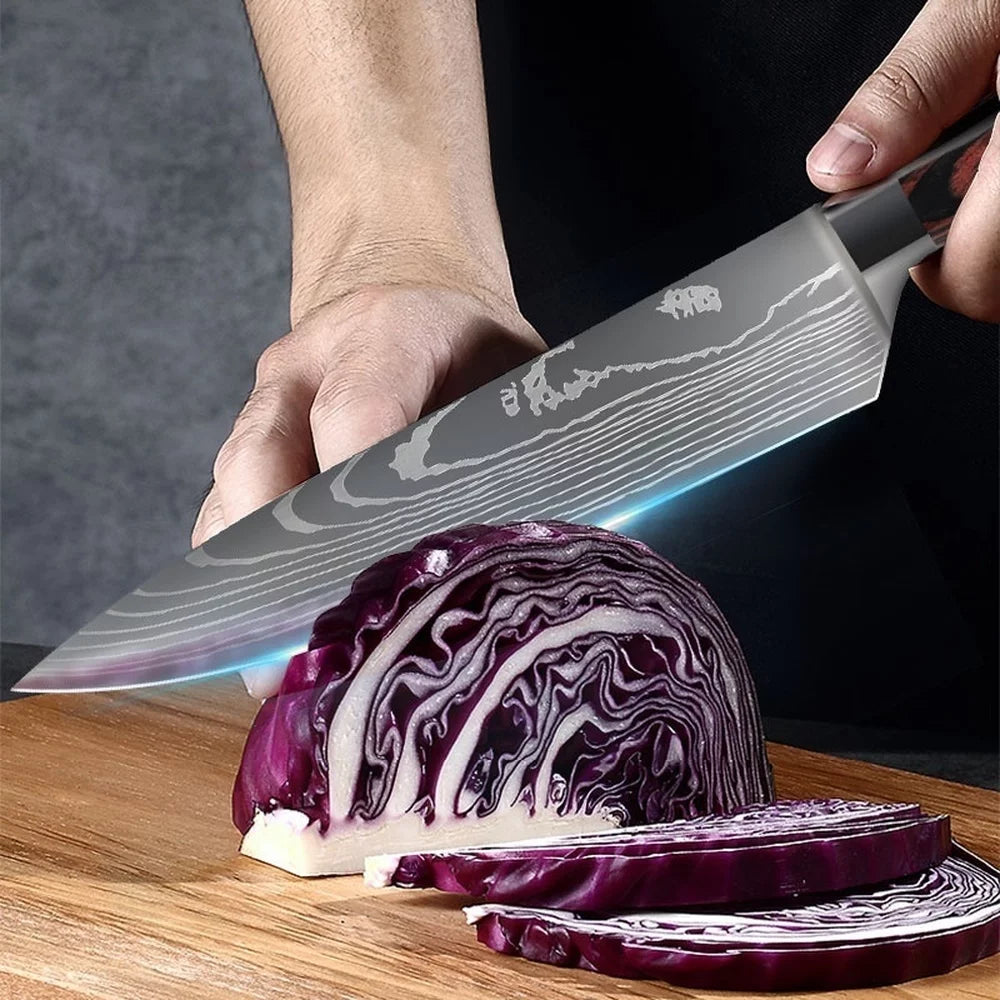 3 Piece Stainless Steel Kitchen Knife Block Set with Sheaths O599