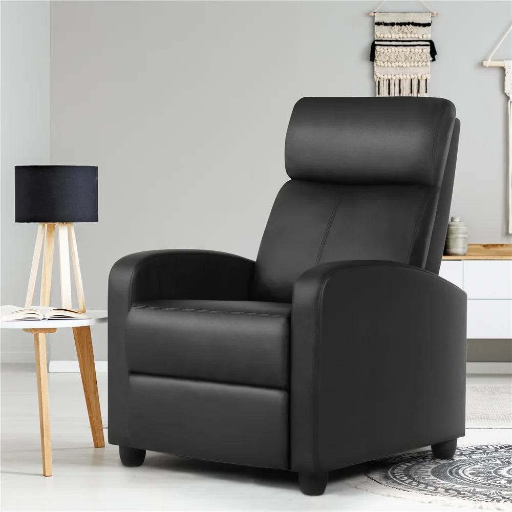 2pcs Black PU Leather Recliner Chair G371301