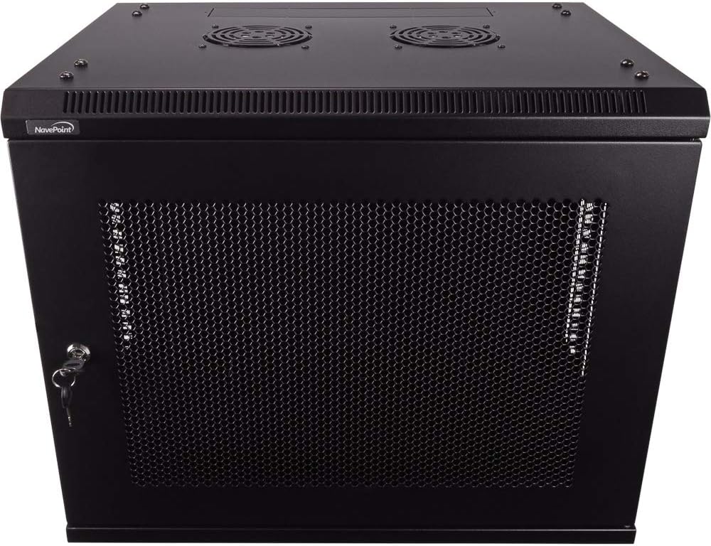9U Wallmount Cabinet Enclosure 19-Inch Server Network Rack with Locking Perforated Door Black I402