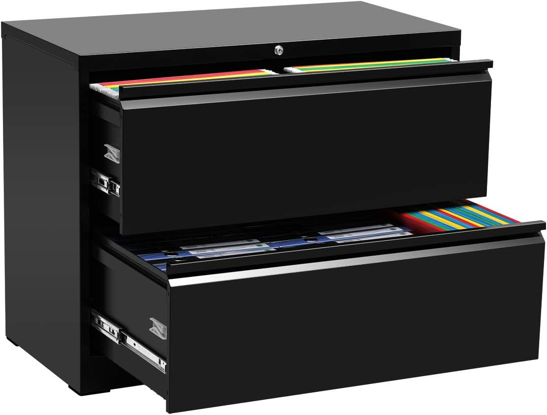 2 Drawer Black Metal Lateral Filing Cabinet X6713