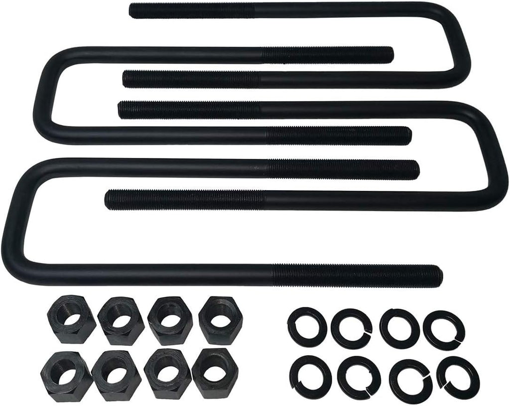 2 Rear Suspension Lift Solid Cast Iron Blocks Extra Long 12.5 Square Leaf Spring Axle U Bolts B29091