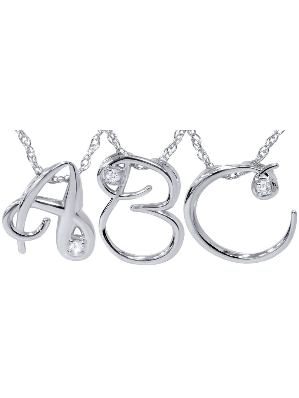 Natural Diamond Petite Initial Pendant 10K White Gold V912745