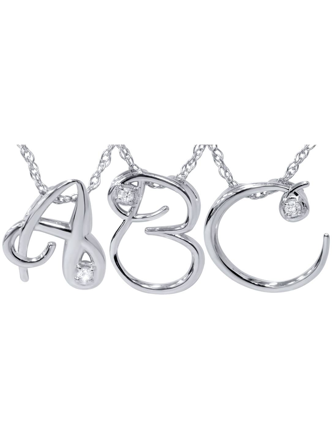 Natural Diamond Petite Initial Pendant 10K White Gold V912745