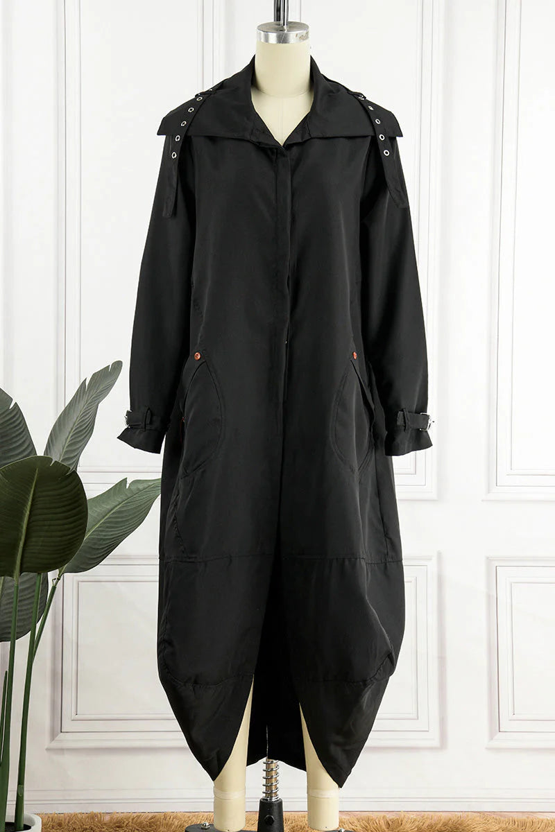 Solid Patchwork Turndown Collar Outerwear O186