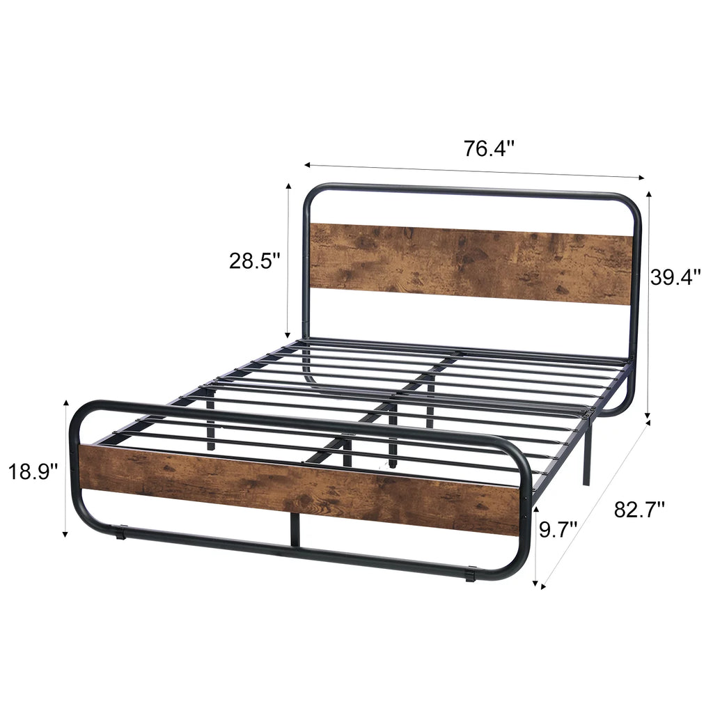 King Size LED Headboard Metal Platform Bed Frame B8530