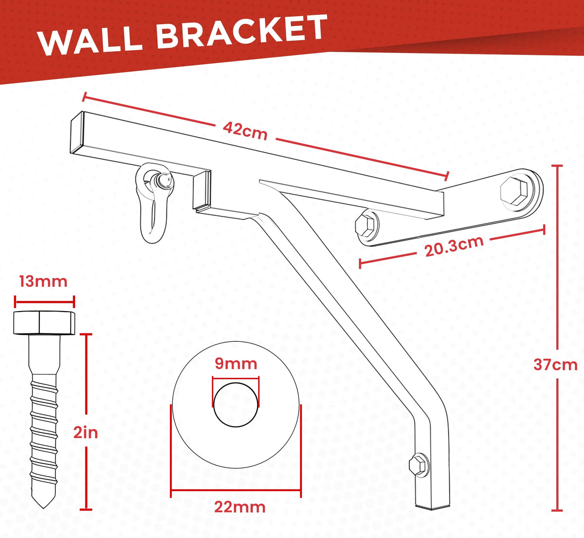 Black Iron Boxing Wall Bracket Hook P950