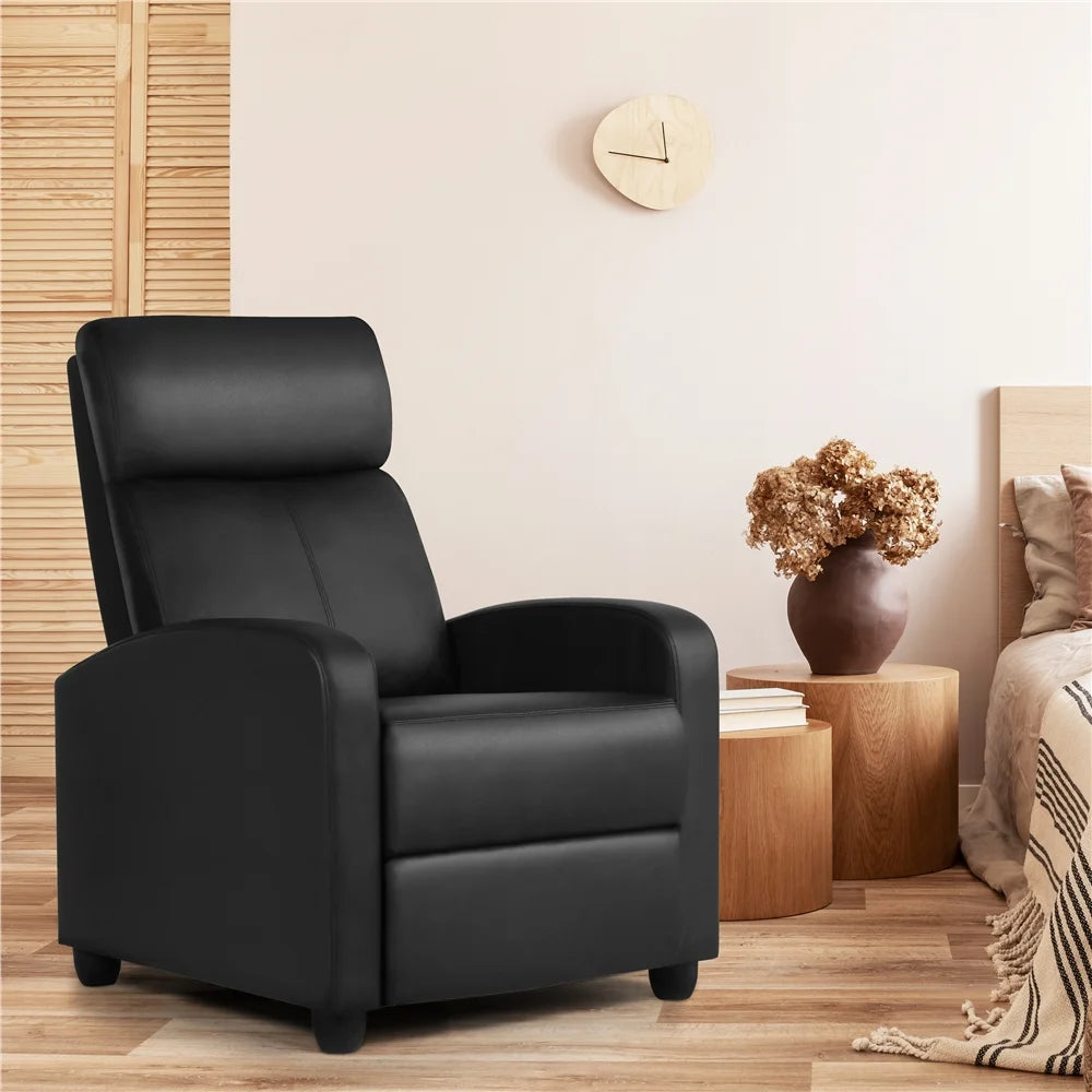 2pcs Black PU Leather Recliner Chair G371301