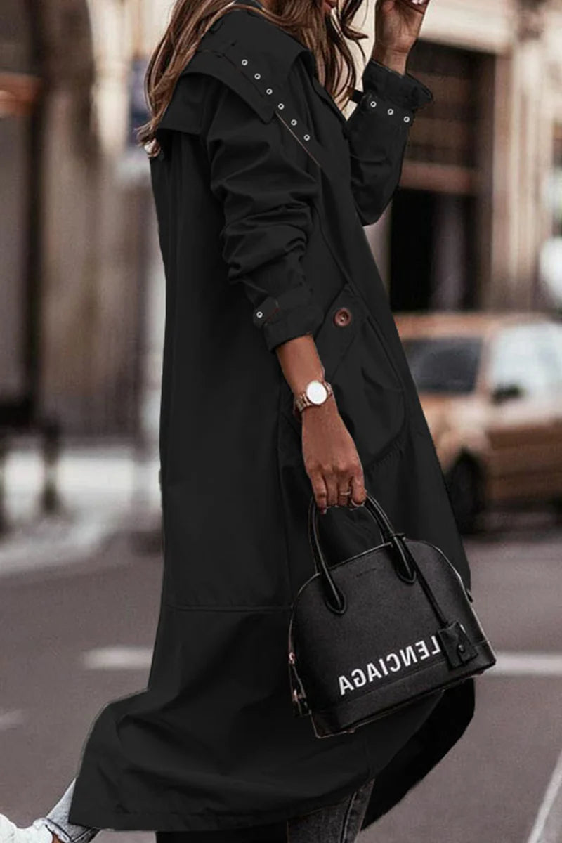 Solid Patchwork Turndown Collar Outerwear O186