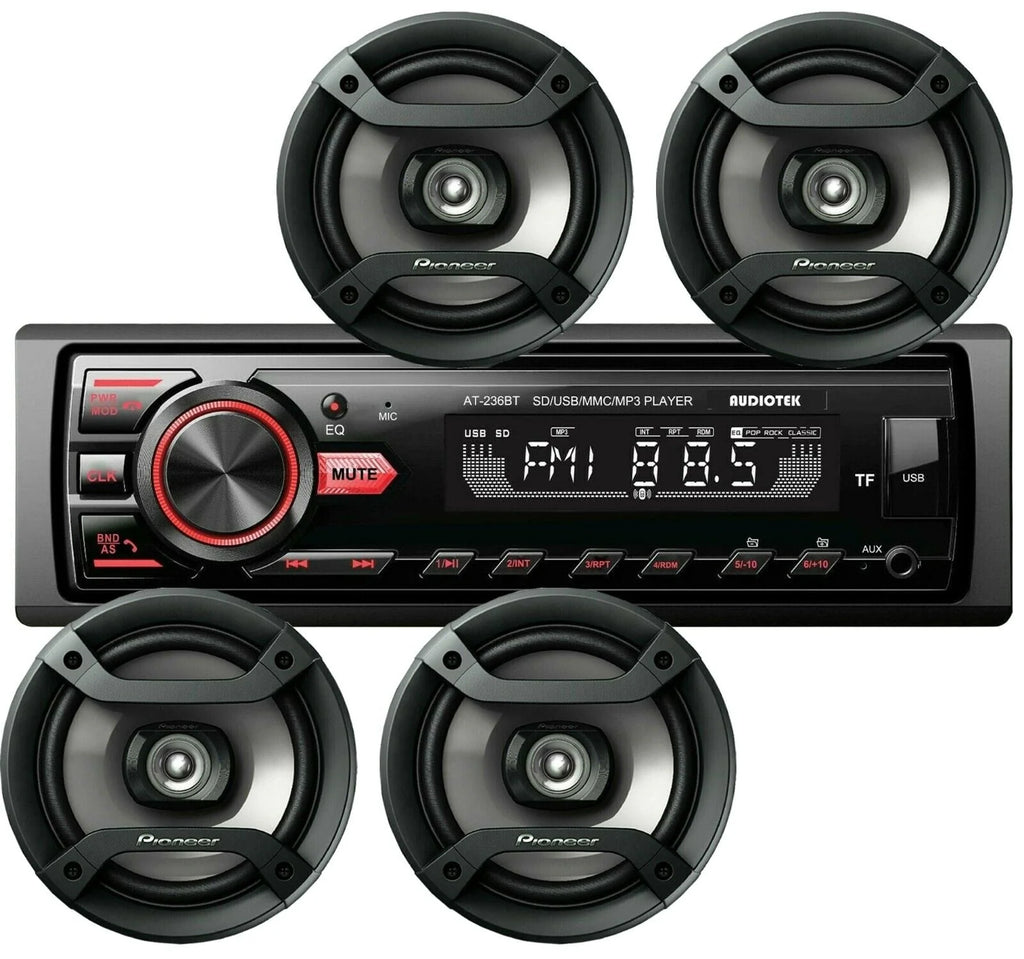 6.5 Speakers + Car Audio Stereo Bluetooth FM USB Receiver Bundle Y4490