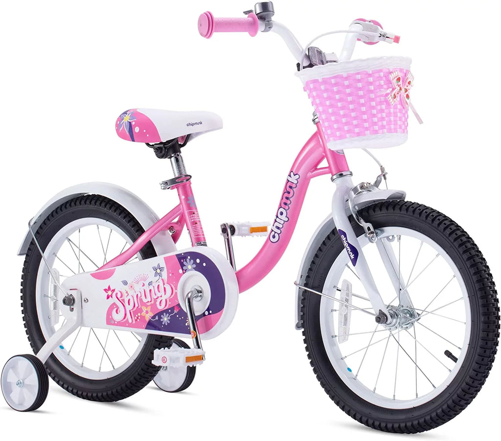 Pink 18 Inch Kids Bike with Basket S762