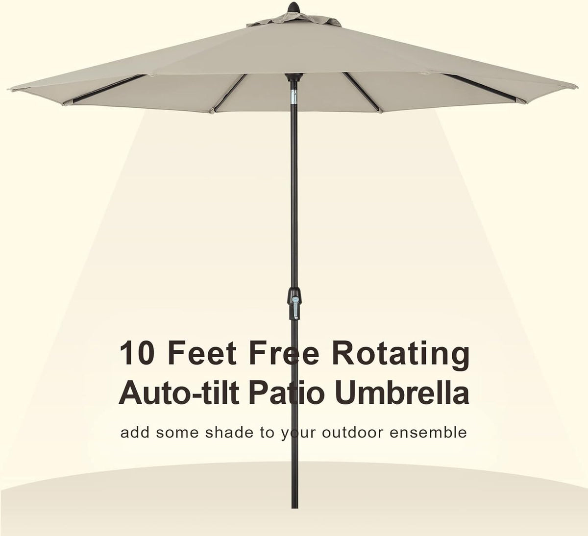10' Outdoor Market Patio Table Umbrella with Auto Tilt and 360° Swivel, Sunbrella Canopy, Cherry M29652