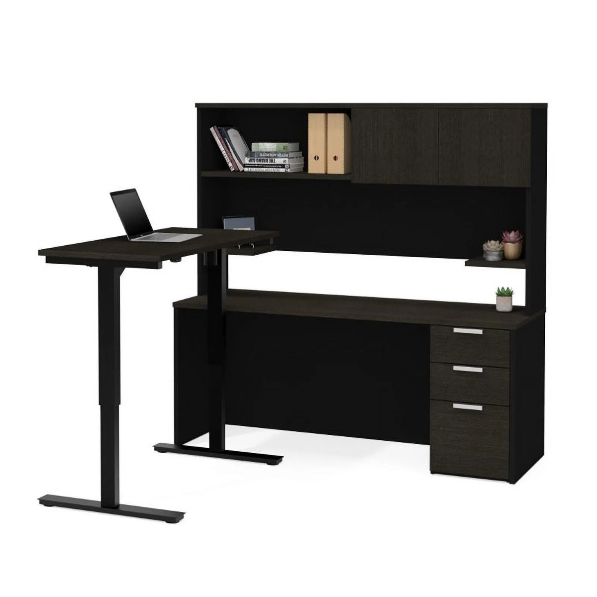 Adjustable L Desk with Hutch K827