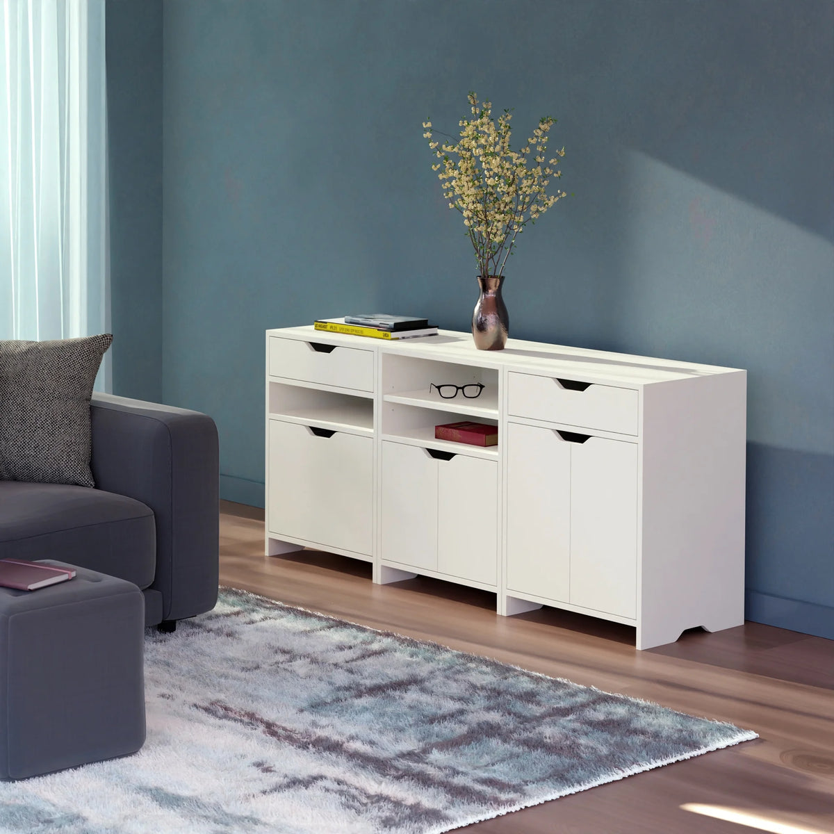 3-Pc White Storage Cabinet Set J985288
