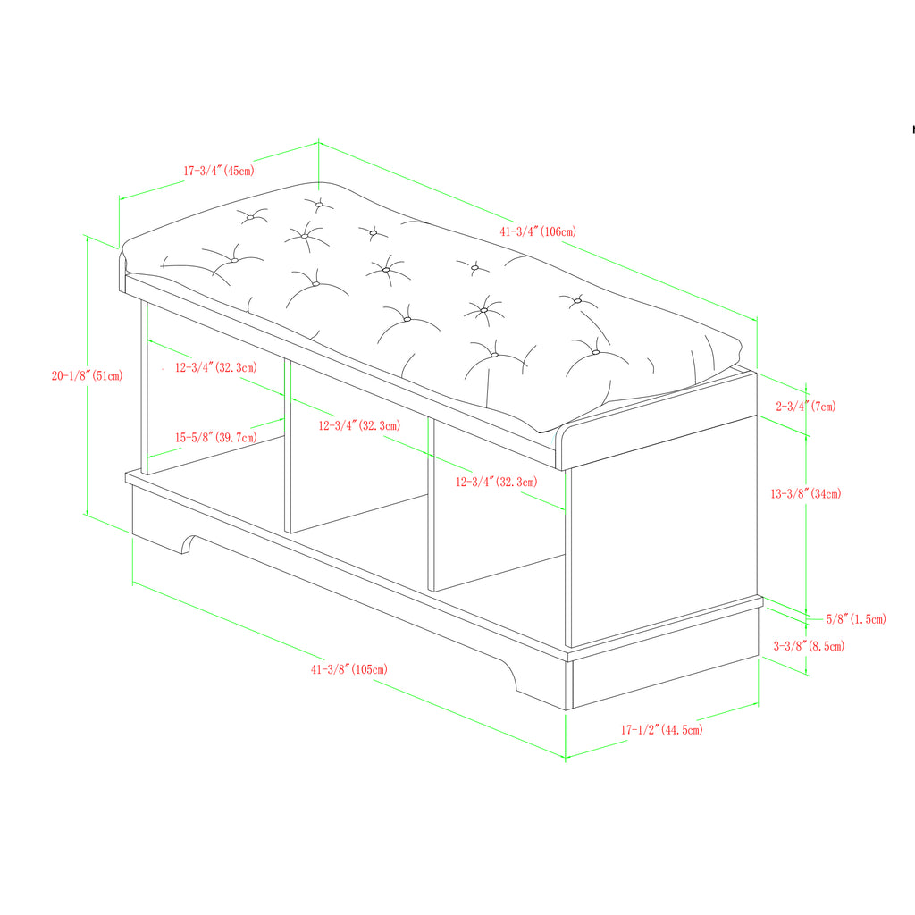 Grey Wash Tufted Storage Bench A9469