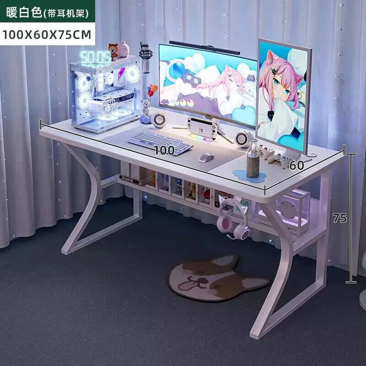 White Computer Desk and Chair Set I50811