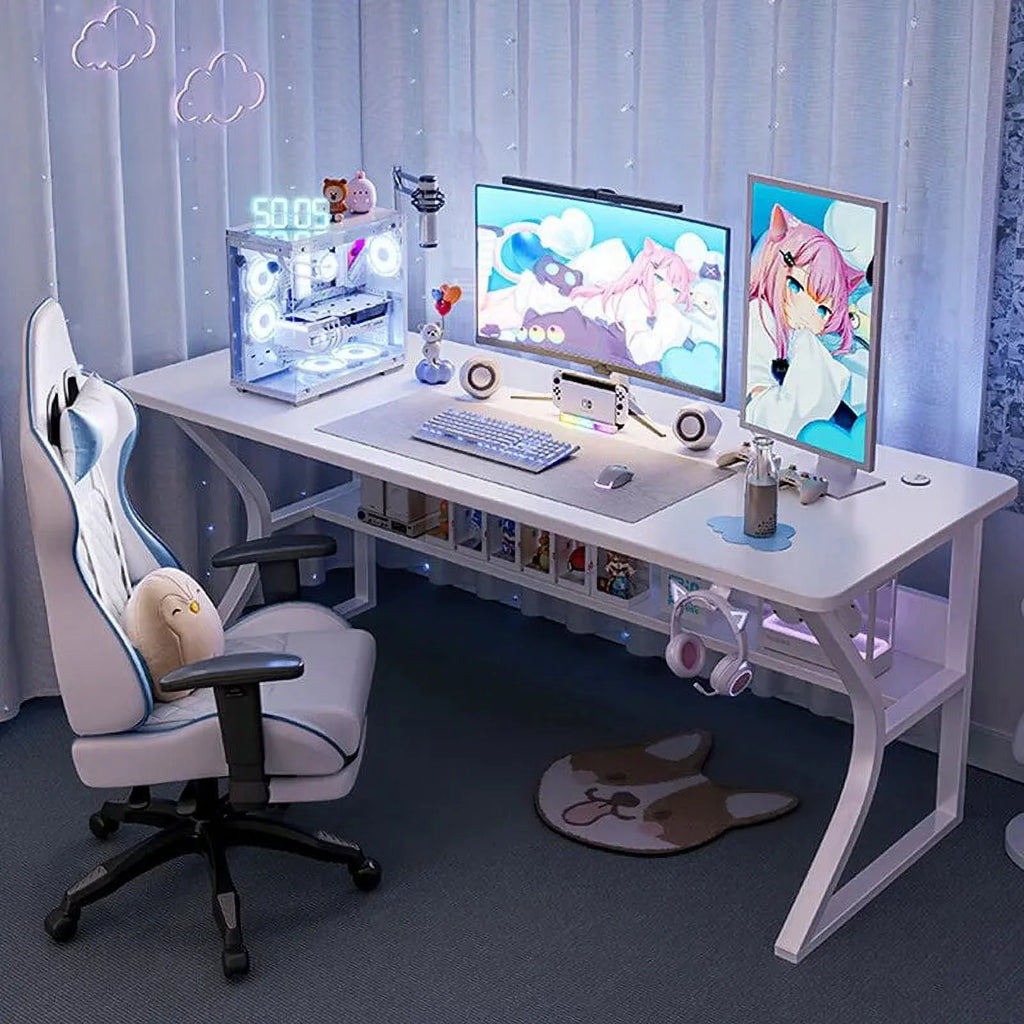 White Computer Desk and Chair Set I50811