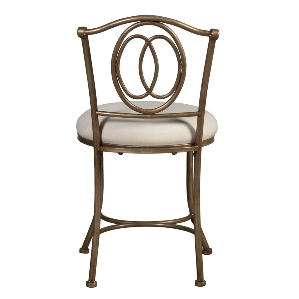 Golden Bronze Upholstered Metal Vanity Stool O627
