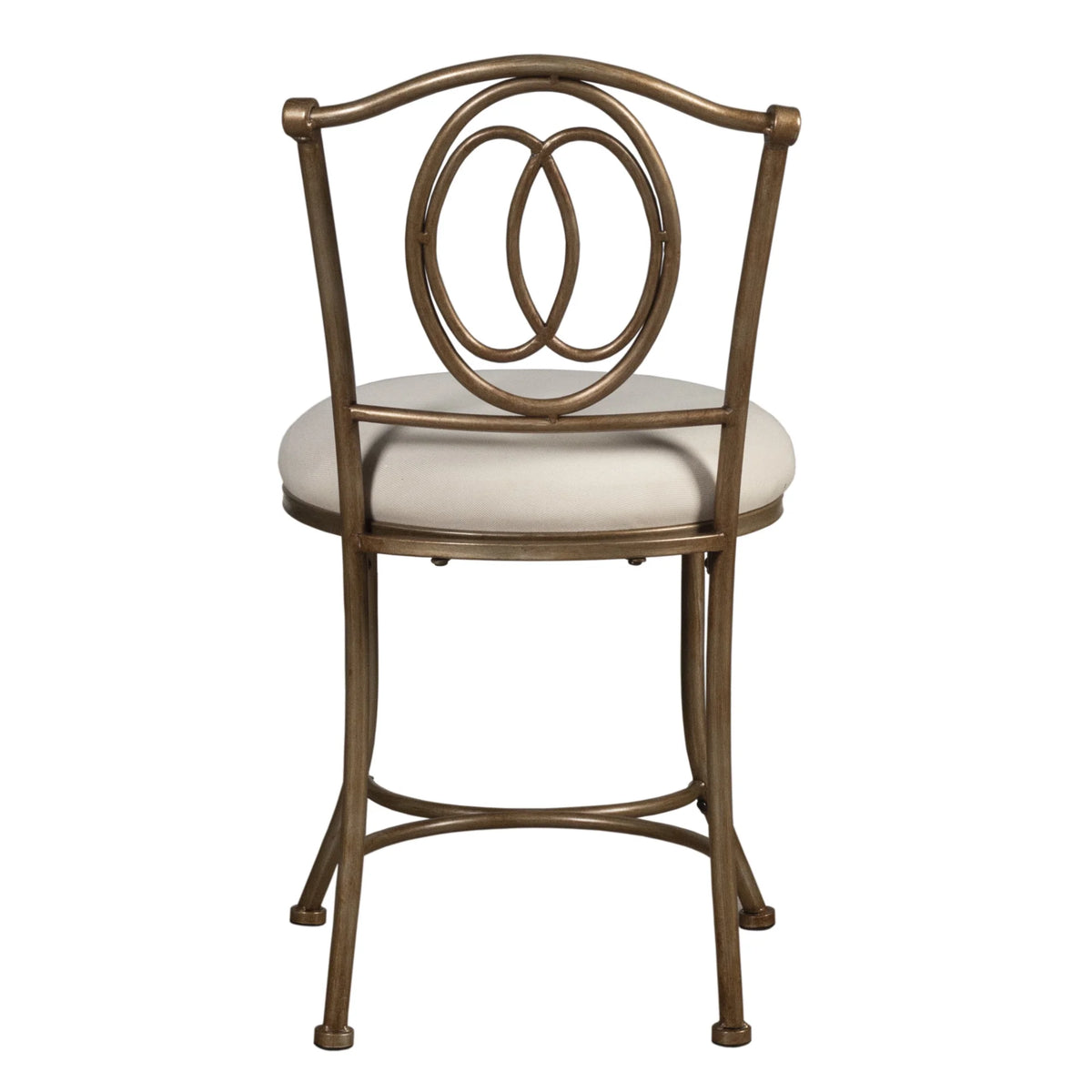 Golden Bronze Upholstered Metal Vanity Stool O627