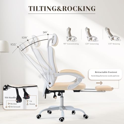 Ergonomic Office Chair with Footrest, Mesh, Adjustable Lumbar Support Z7236