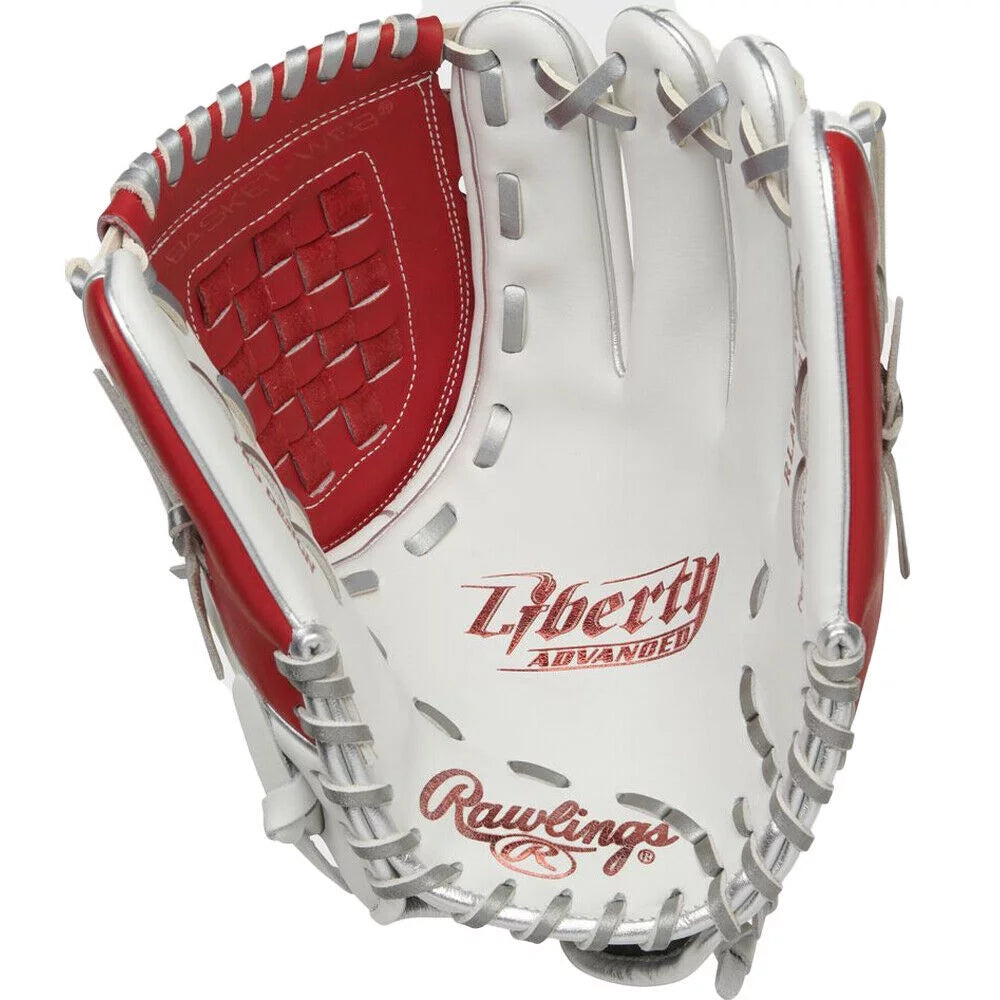 12" Fastpitch Glove White Scarlet E47317