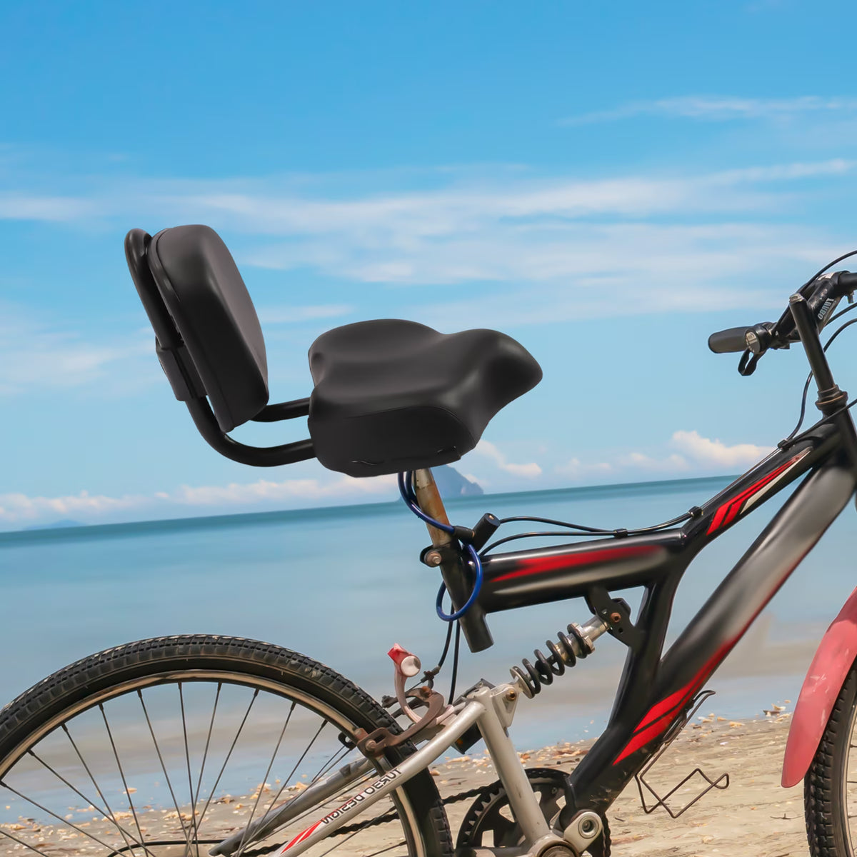 Extra Wide Leather Bike Saddle Seat with Backrest L86506