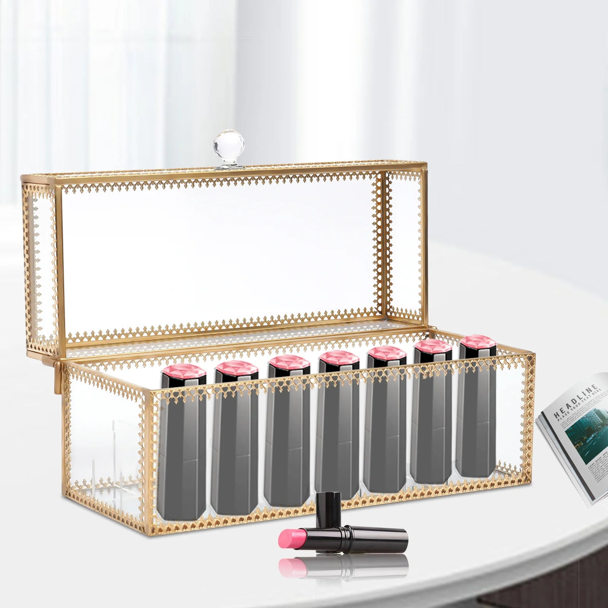 Clear 24-Grid Lipstick Storage Case D656