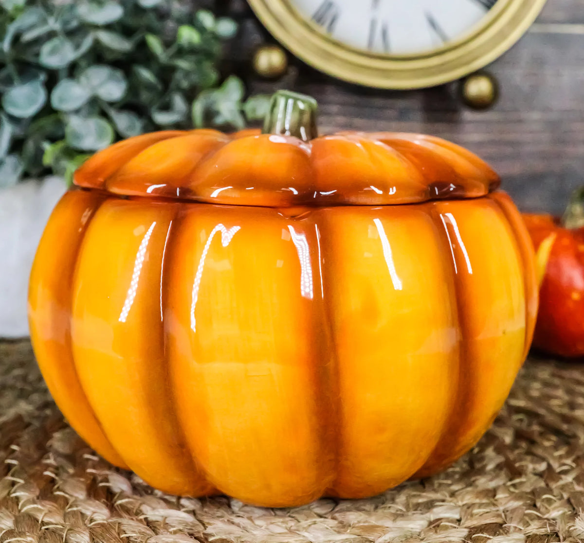 Orange Ceramic Pumpkin Soup Or Dessert Bowl Set of 6 J386816