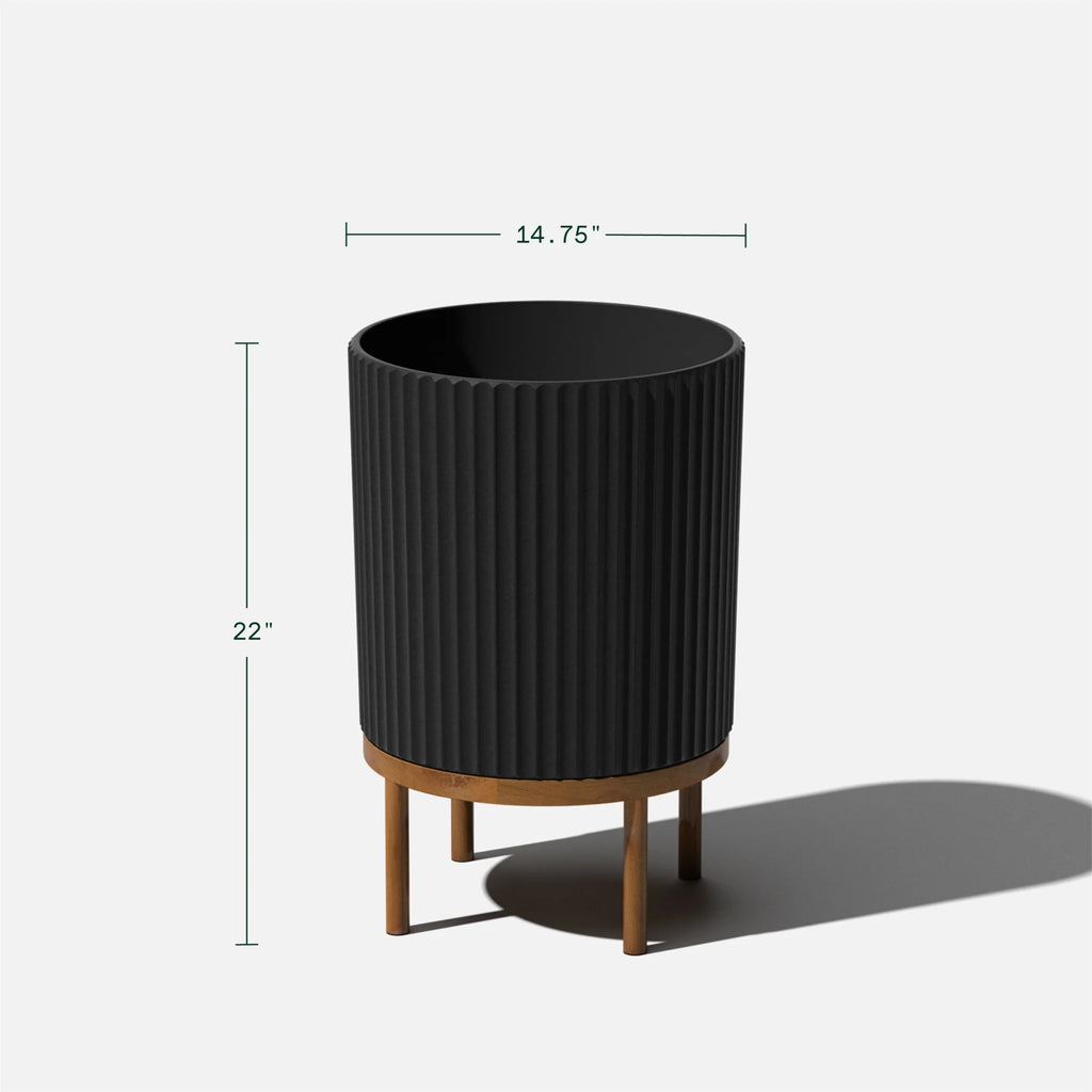 2-Pack Black/Brown Plastic-Stone Planter with Stand K4954