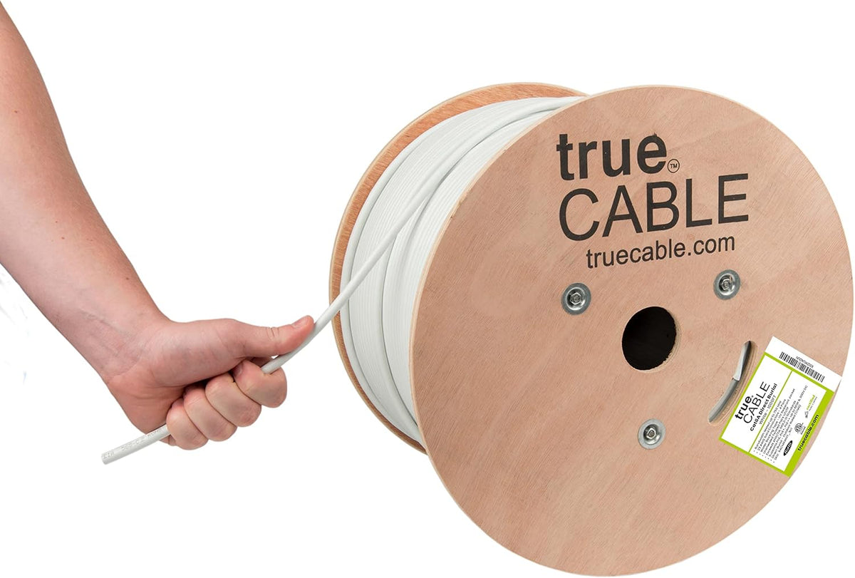 1000ft White 23AWG Solid Bare Copper Cat6A Bulk Ethernet Cable M3038