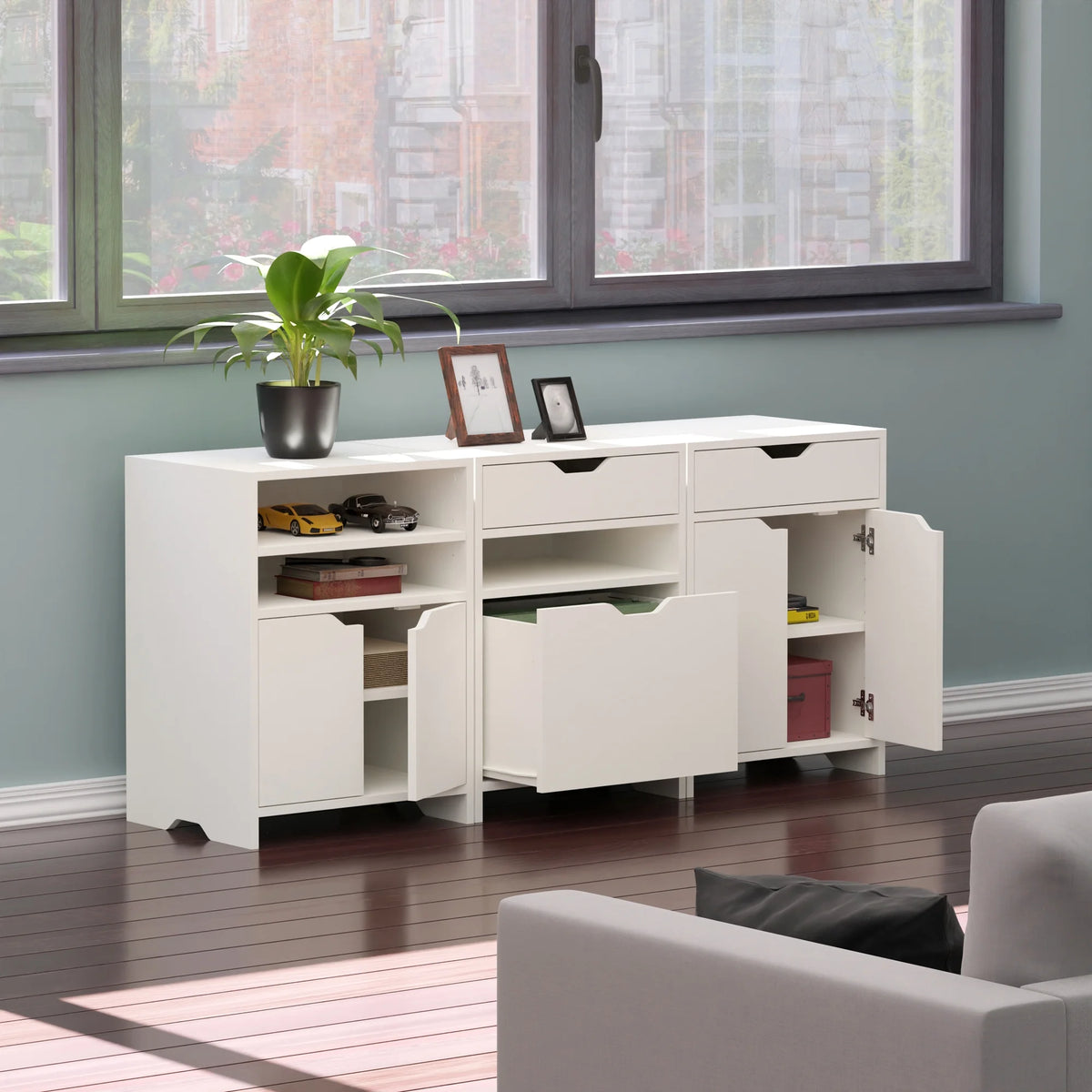 3-Pc White Storage Cabinet Set J985288
