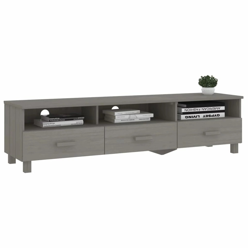 Light Gray Solid Wood Pine TV Stand J724