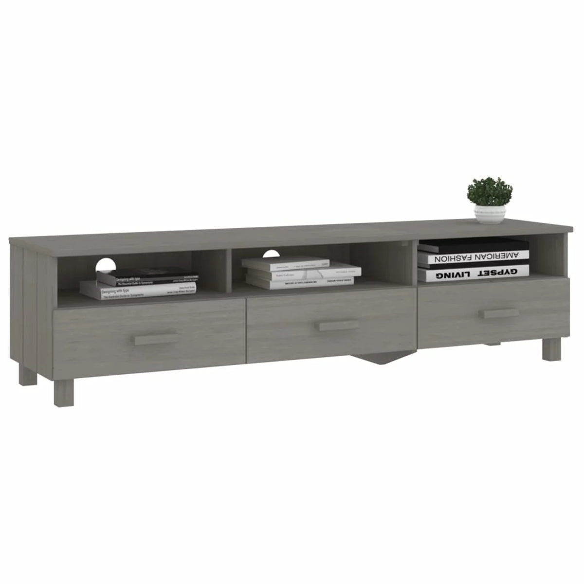 Light Gray Solid Wood Pine TV Stand J724
