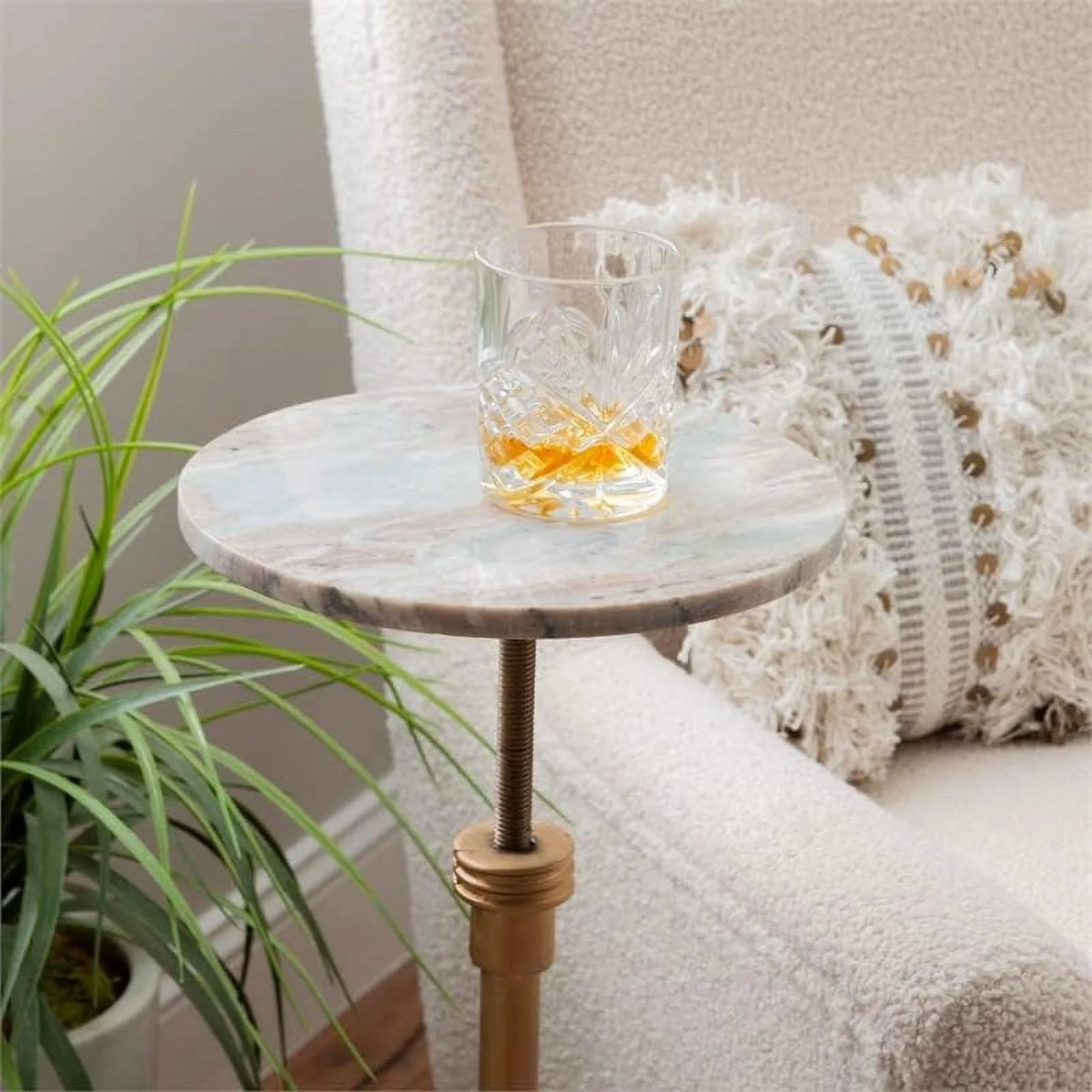 Adjustable Metal And Marble Drink Table T37346