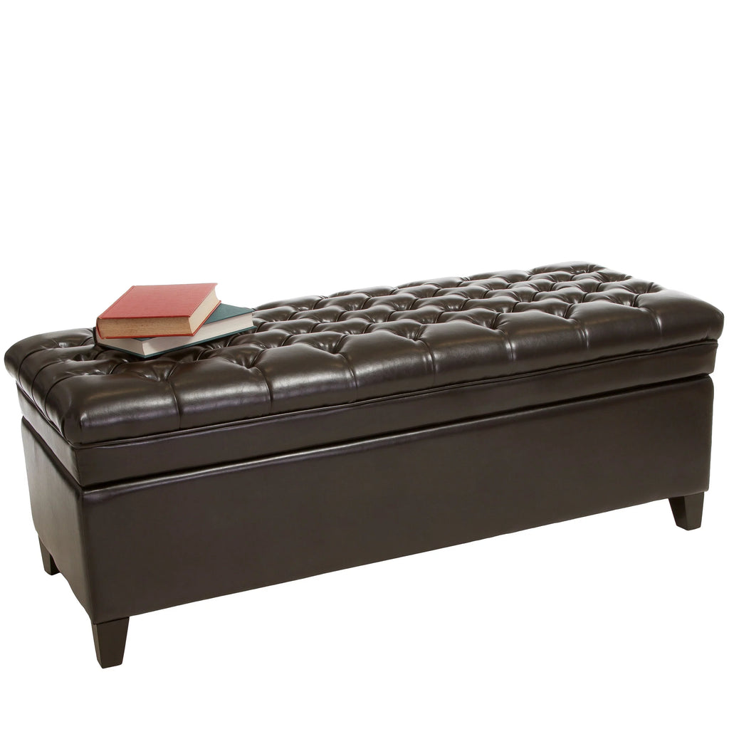 Espresso Bonded Leather Storage Ottoman E286442