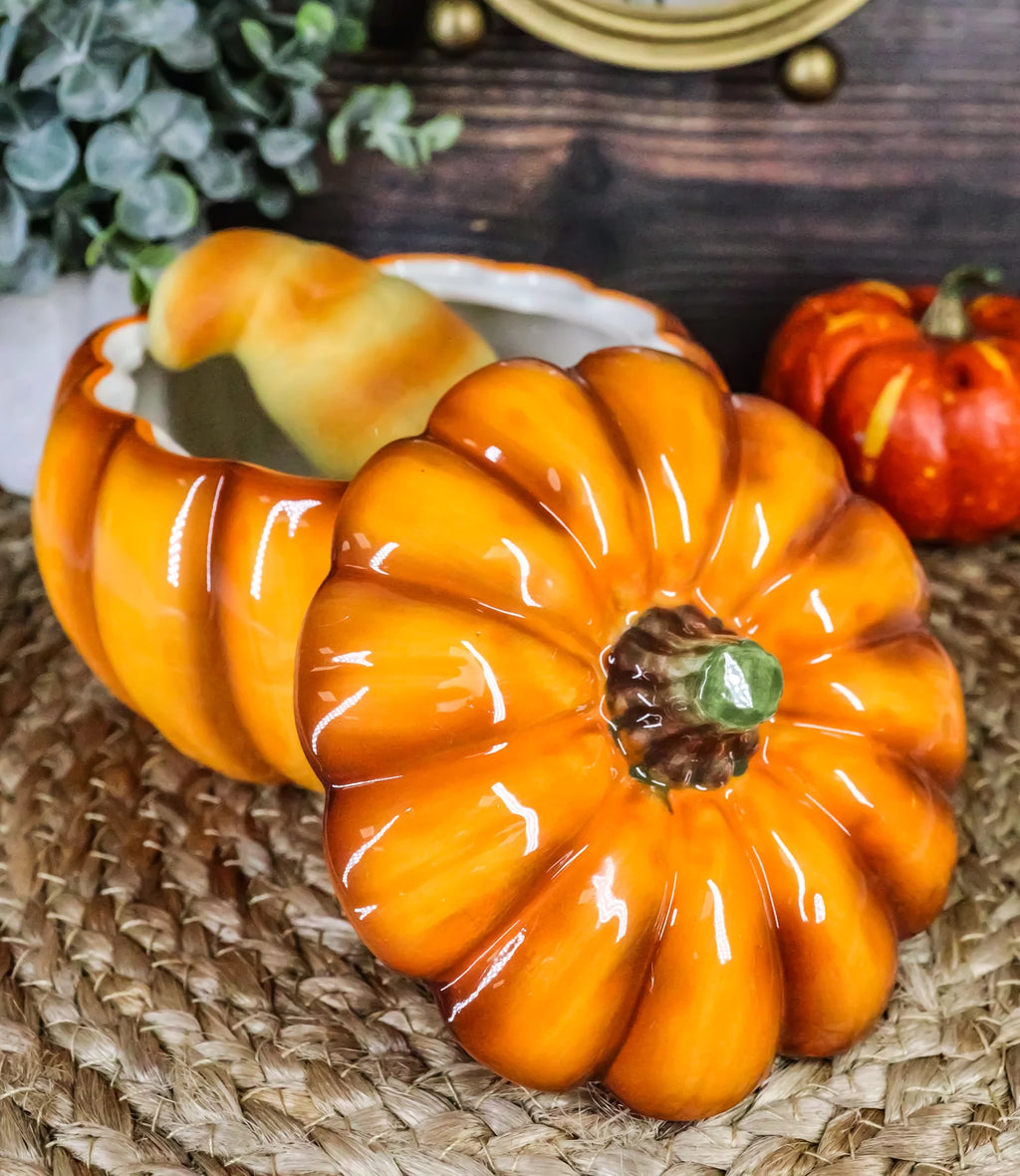 Orange Ceramic Pumpkin Soup Or Dessert Bowl Set of 6 J386816