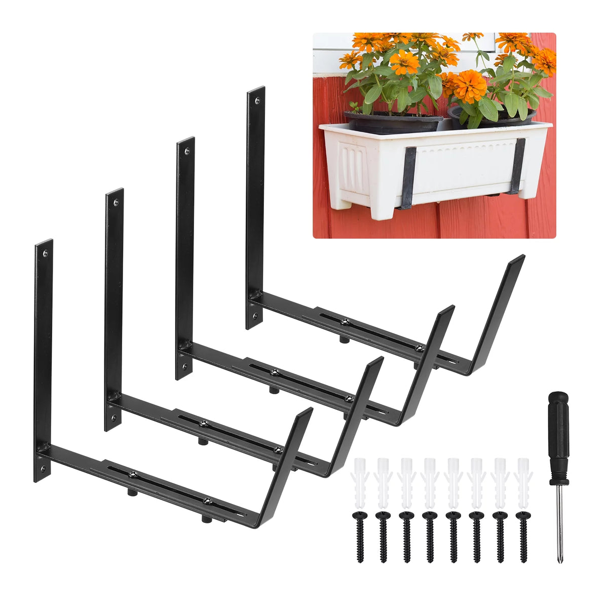 Adjustable Window Planter Box Brackets 4 PCS D151