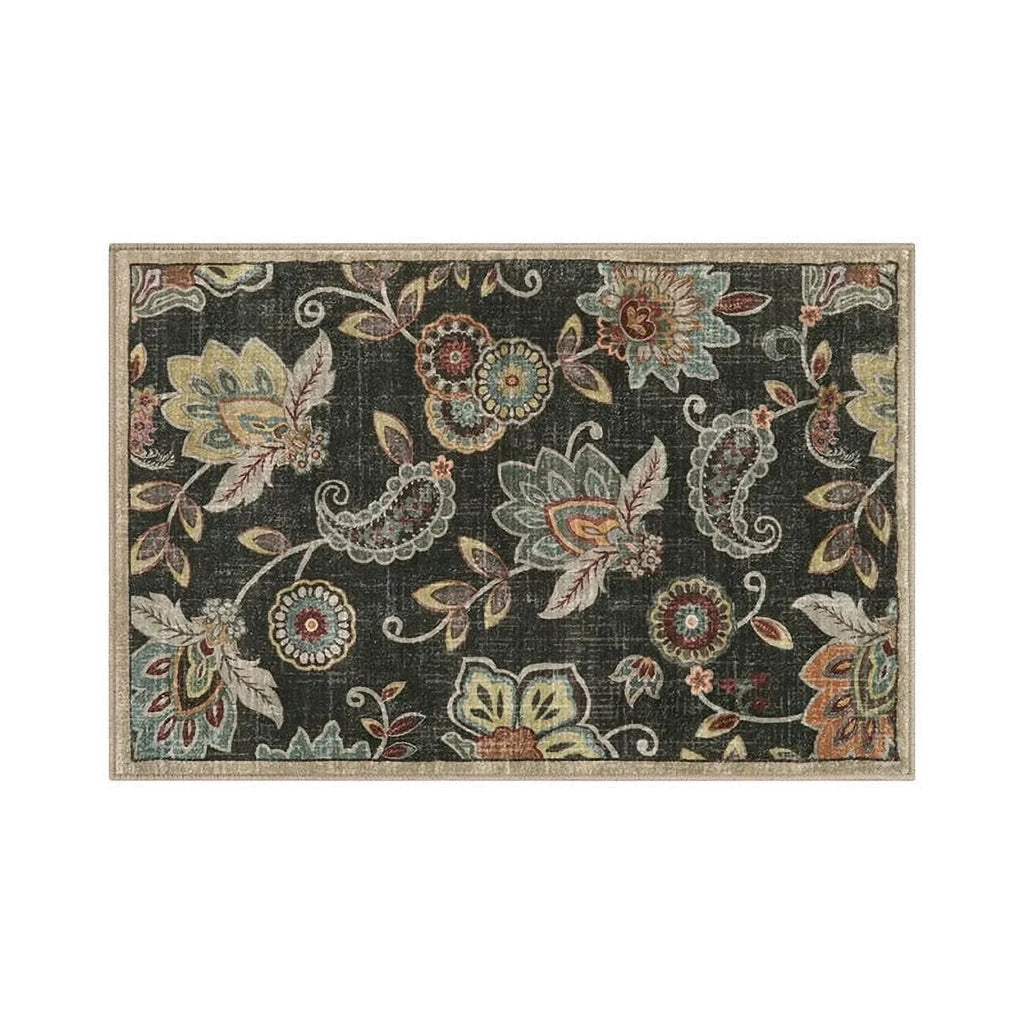 Vintage Flower Area Rug Machine Washable R96612