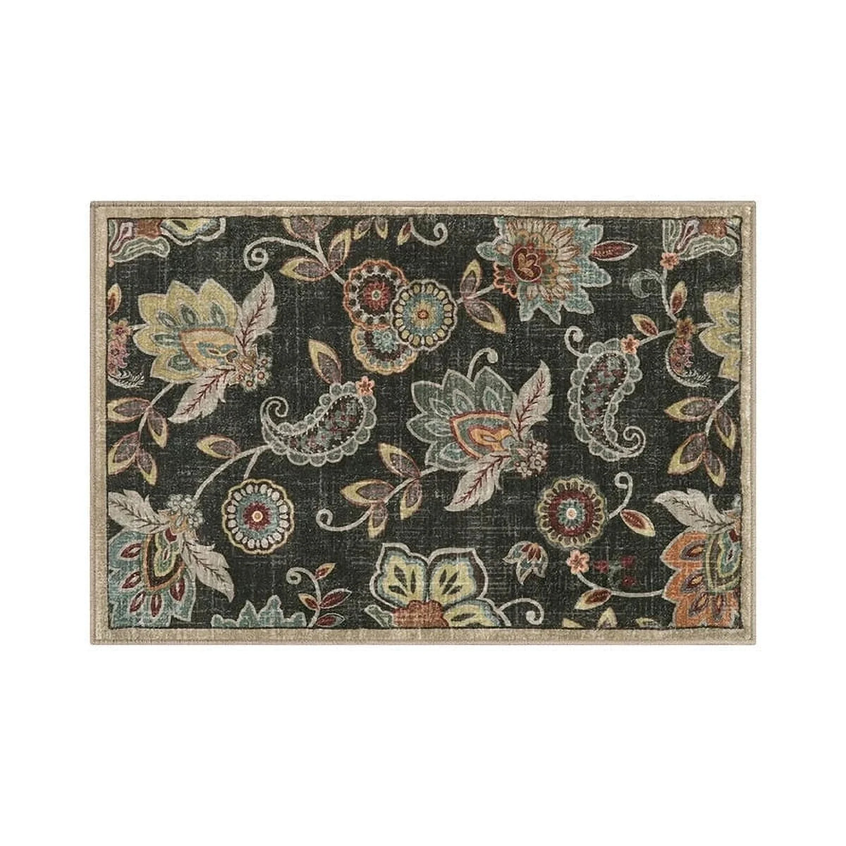 Vintage Flower Area Rug Machine Washable R96612