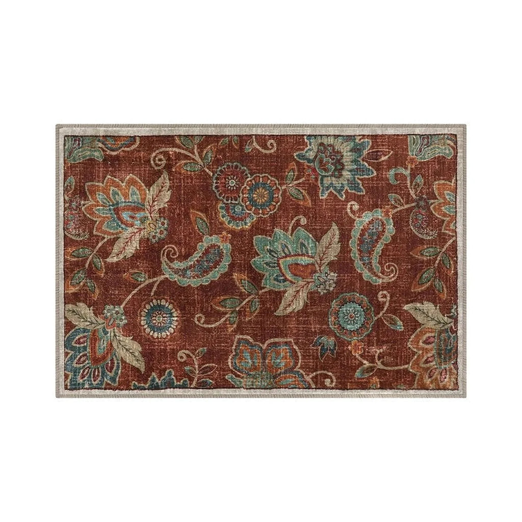 Vintage Flower Area Rug Machine Washable R96612