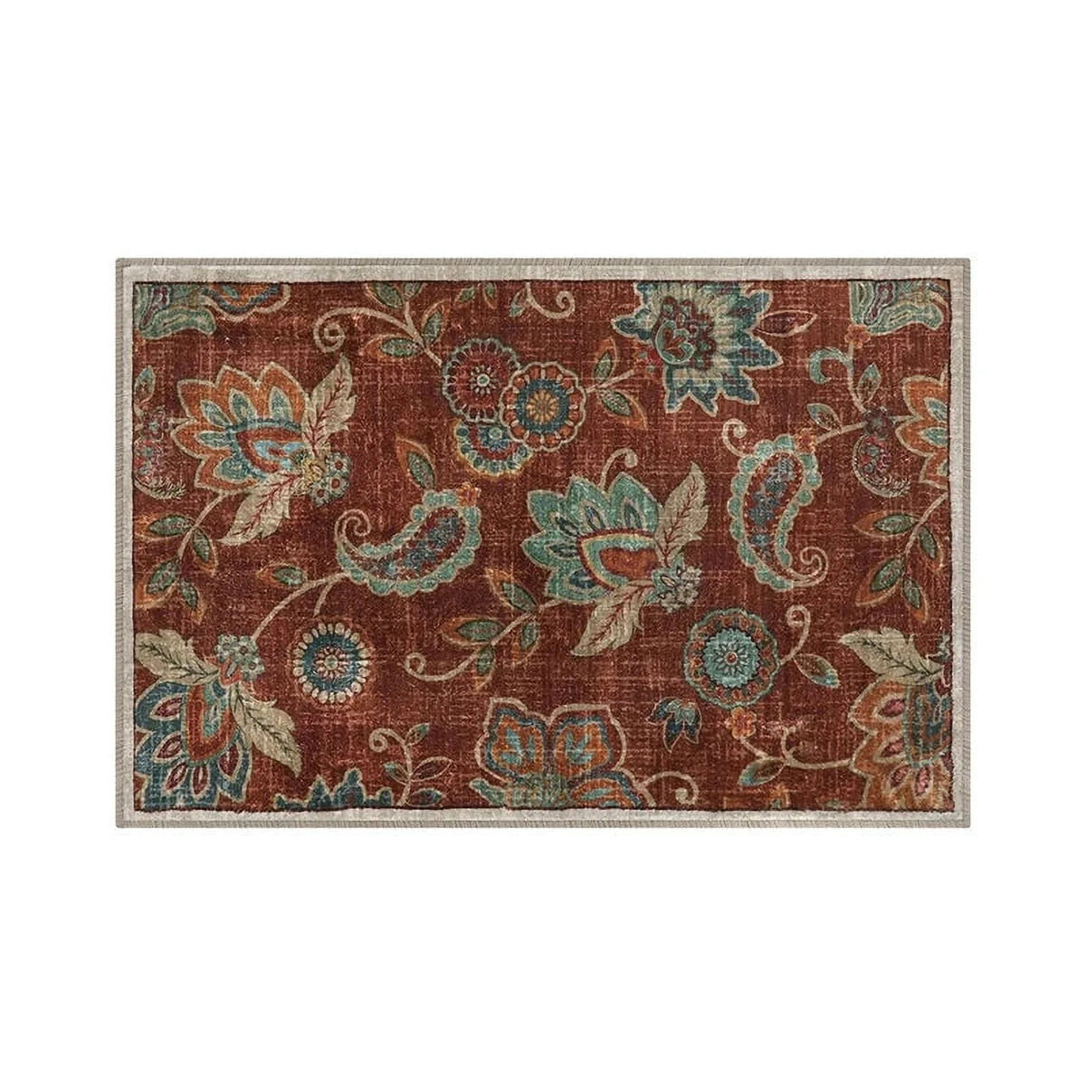 Vintage Flower Area Rug Machine Washable R96612