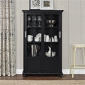 Black Bookcase with Sliding Glass Doors B426