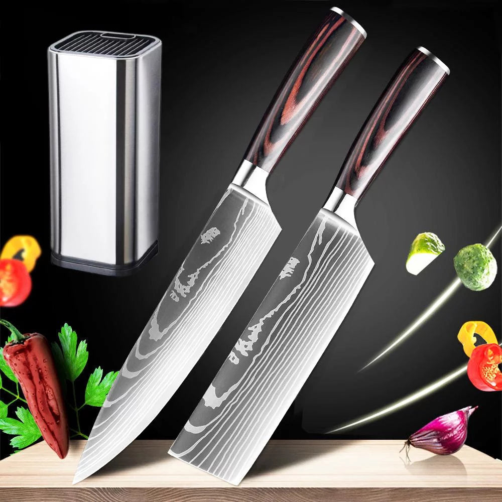 3 Piece Stainless Steel Kitchen Knife Block Set with Sheaths O599