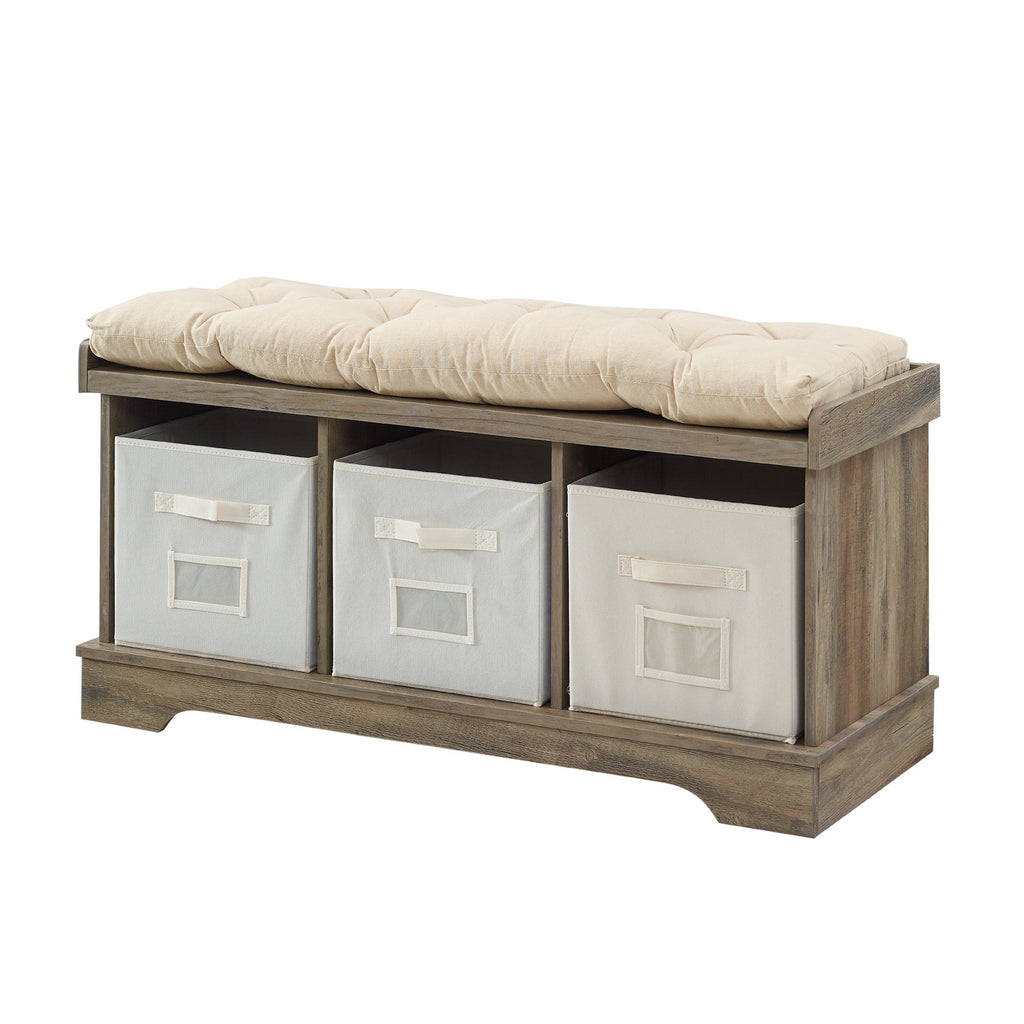 Grey Wash Tufted Storage Bench A9469