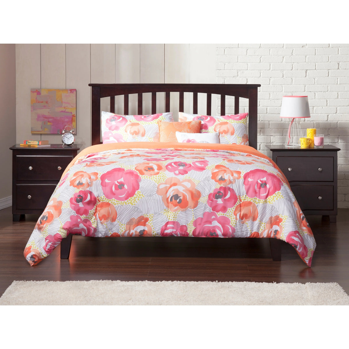 King Platform Bed with Open Foot Board in Espresso A199