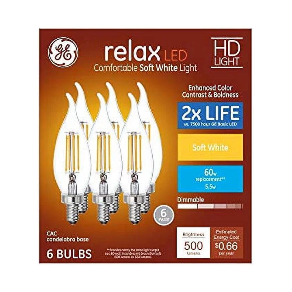 6-Pack Dimmable Soft White LED Decorative Light Bulbs F87189