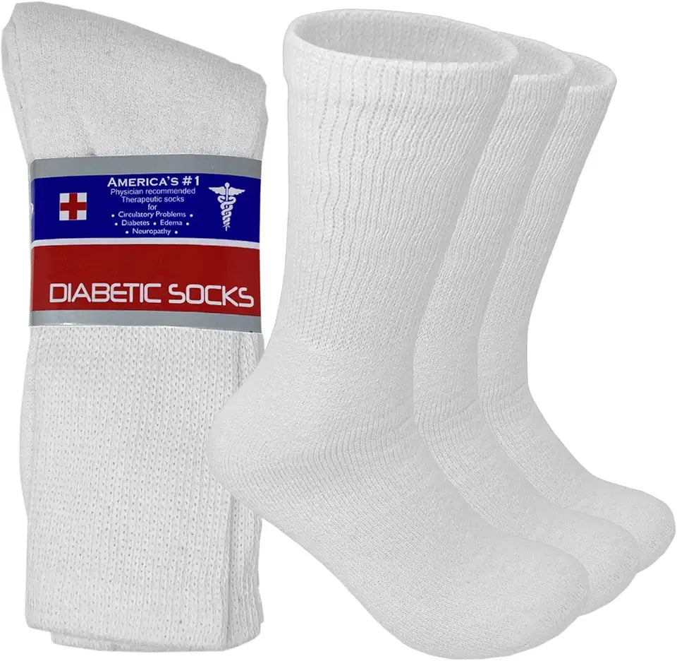 12 Pairs Diabetic Crew Socks U849981